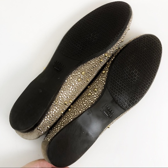 Stuart Weitzman gold studs tan embellished flats - Picture 6 of 7